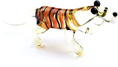 Unbekannt Tiger Mini Braun Orange Gestreift - Miniatur Figur aus Glas Glasfigur Glastier Setzkasten Deko Vitrine