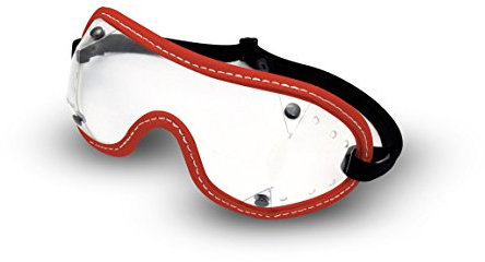 Raleri Trooper AirJump - Made in Italy Gafas Vintage (Cuero ecológico Roja, Cristalino)