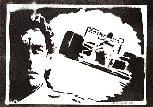 moreno-mata Echtes Handgemachtes Graffiti F1 Ayrton Senna Sport Aesthetic Poster & Kunstdrucke Bilder Plakat Handmade Deko Wandbilder Wohnzimmer Wanddeko Geschenke für Männer und Frauen