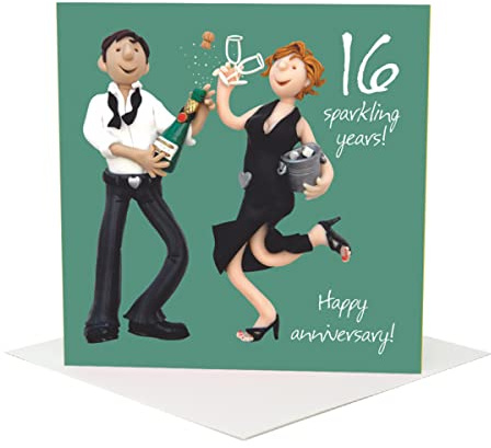 Holy Mackerel 16th Wedding Anniversary card by artist Erica Sturla, 15cm square and blank inside for your message