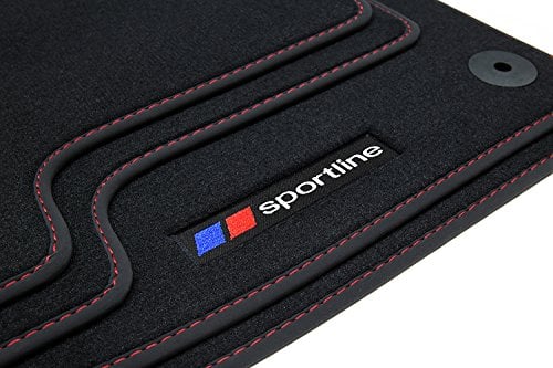 teileplus24 F652 Tapis de Sol en Caoutchouc Sportline Design pour BMW X5 E70/ X6 E71, Couture:Rouge
