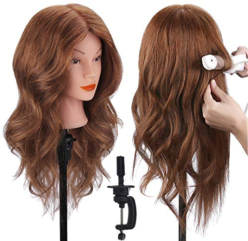 Frisierkopf, TopDirect 18 Zoll Übungskopf 100% Echthaar Haar Friseur Übungskopf Praxis Schaufensterpuppen Puppenkopf mit Klemme + DIY Haare Frisuren Set