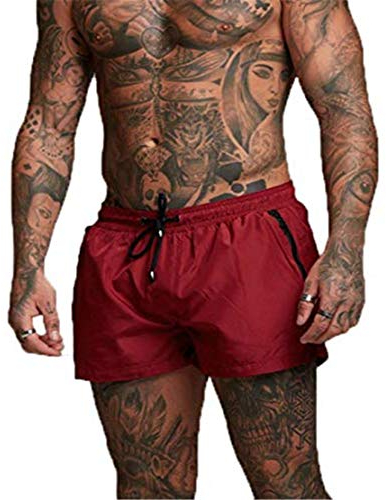 EDOTON Bañador para Hombre, Pantalones Cortos Impermeables Pantalones Cortos de Surf Pantalones de Natación (EU L/Tag XL, Rojo)
