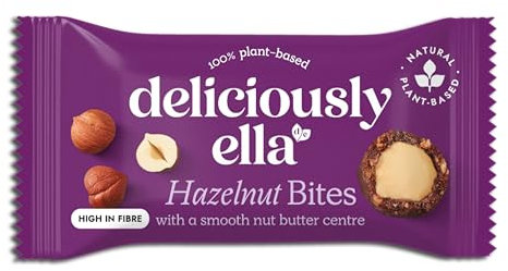 Deliciously Ella - Hazelnut Nut Butter Balls, Gluten-Free, Vegan Friendly, Healthy Snack, 36g (12 packs)