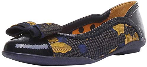 Ruby Shoo Navy Mustard Amber Ballerina Pumps UK 7
