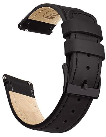 Ritche Lederarmband mit Schnellverschluss, 18 mm, 19 mm, 20 mm, 21 mm, 22 mm, 23 mm oder 24 mm, für Damen und Herren, Valentinstagsgeschenk für Sie oder Ihn, schwarz / schwarz, 24MM, Classic