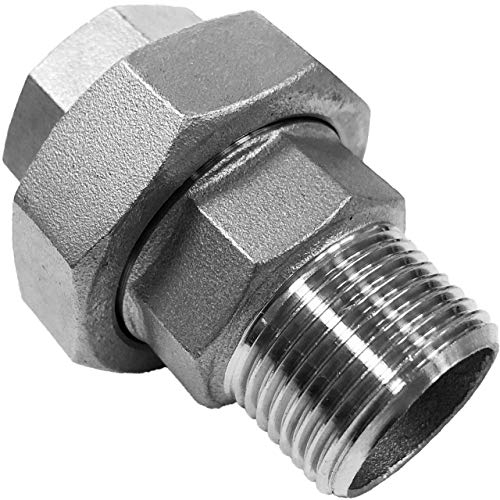 Verschraubung Flach Dichtend Innen auf Außengewinde - 3/4 Zoll IG auf AG - Gewinde-Fitting aus Edelstahl(V4A)