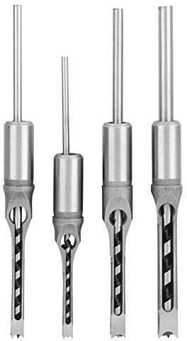 Punte per trapano a foro quadrato 4 pezzi, 1/4 5/16 3/8 1/2 set di scalpelli per mortasare per legno, utensili manuali per foratura del legno