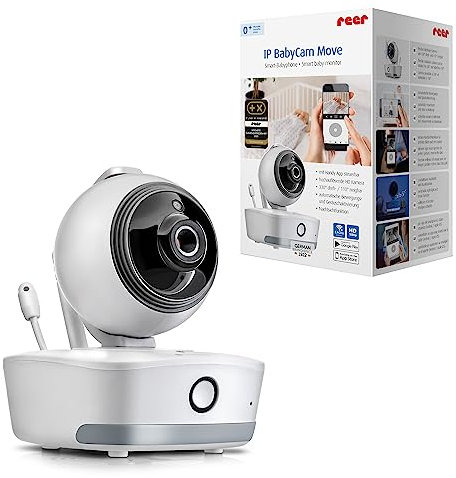 Reer, IP BabyCam Move macht Dein Smartphone zum VideoBabyphone fernsteuerbar 330° Rundumsicht Datenspeicherung in Deutschland 80310, weiß