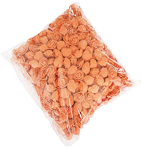 DIY Rose Head, 500 Pcs PE Mousse Rose Tête Fleur Artificielle pour DIY Ours Poupée De Mariage Maison Décor Orange 500 pièces