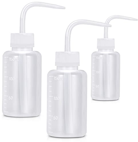olyee 3 Stück Spritzflasche 150ml, Laborflasche Waschflasche Squeeze Flasche Sprühflasche Transpartent Kunststoff für Laborreinigung Pflanzenbewässerung
