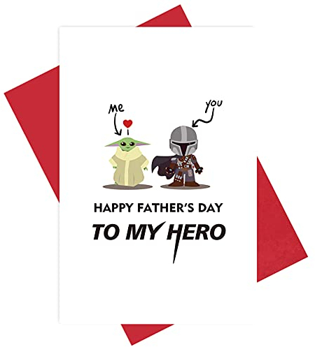 Happy Father's Day To My Hero Süße Yoda inspirierte Weihnachtskarte für Papa, einzigartige Geburtstagskarte für Papa