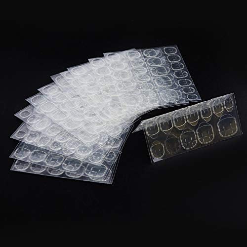 SAVITA 10 Feuilles / 240 pièces Fau Onglets Autocollants à Ongles Double face, Autocollant de Colle à Onglet Adhésif en Gelée Respirante Imperméable Pour Faux Ongles