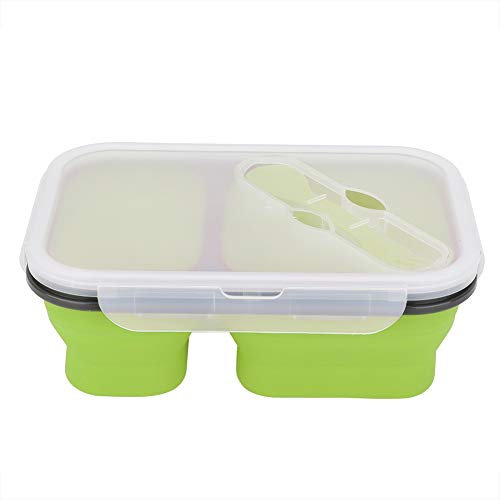 Lunch Box in Silicone Portatile Bento Lunch Lunch Scatole Contenitore per Alimenti per Cucina Picnic da Viaggio all'aperto(Verde)