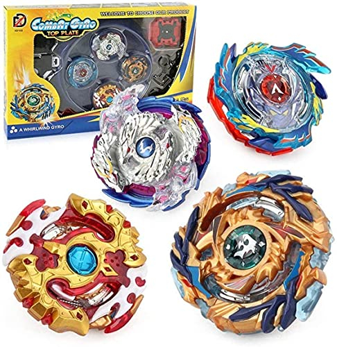 Kampfkreisel Set, 4 Stück Gyro Burst Starter Set 4D Fusion Modell Metall Masters Speed Kreisel für Kinder Spielzeug mit Arena für Kindertag, Weihnachten, Geburtstag