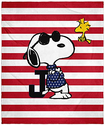 INTIMO Peanuts Joe Cool Snoopy Woodstock Flag Plush Fleece Throw Blanket Wall Scroll