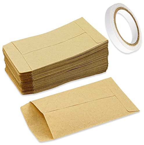 100 Pcs Small Brown Envelopes, Kraft Paper Seed Envelopes for Storing Small Items Seeds Coins Wages 6 x 10 cm (2.4 x 3.9 inch)