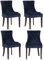 CLP 4er Set Esszimmerstuhl Aberdeen Samt I Mit Hochwertiger Polsterung Und Samtbezug I Polsterstuhl Mit Gestell Aus Kautschukholz, Farbe:blau, Gestell Farbe:antik