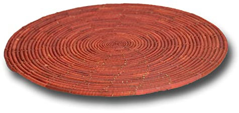 WEIDENPROFI TribalArt Untersetzer rund, Dekoteller handgewebt einfarbig uni, Platzteller, Handarbeit Wandteller Ø ca. 25 cm - Farbe: Orange