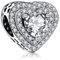 BIZK Funkelndes erhabenes Herz Charm Anhänger Pink für Armband 925 Sterling Silber Charm Bead Pendant für Europäische Armbänder und Halsketten (Funkelndes mehrstufiges Herz)