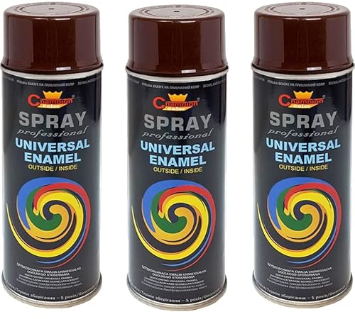 VE-INDUSTRIES Lot de 3 bombes de peinture selon RAL - 400 ml - Vernis coloré pour bois, métal (8011 marron noisette)