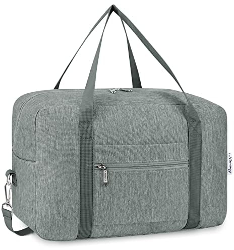 für Ryanair Handgepäck 40x20x25 & Handgepäck Tasche für Flugzeug - Faltbare Klein Reisetasche Damen & Weekender Damen - Handgepäck Koffer 20L (Grau (mit Schultergurt))
