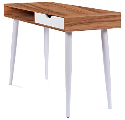 RBUK Nautilus Designs Tromso Compact Workstation Computer Desk with Drawer, Home Office PC/Laptop Table, Gaming, Study, Furniture, 115x48x75cm (Walnut)