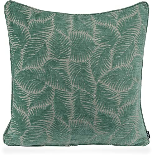 H.O.C.K. Nelly Kissen inkl. Füllung Dekokissen und Hocker in verschiedenen Größen und Farben mit Blätter-Motiv (60x60cm, türkis)