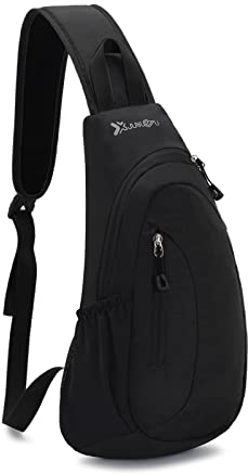 Mairhie Sling Bag, Kleiner Rucksack für Herren und Damen, wasserdichte Umhängetasche für Sport, leichte Brusttasche, Crossbody-Rucksack für Reisen, Wandern, Laufen, Outdoor, Schwarz , Small
