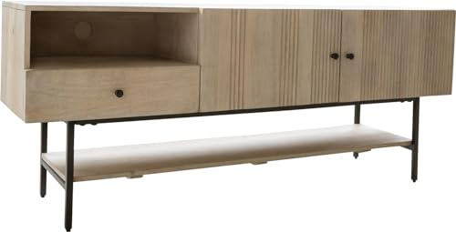 DELIFE TV-Board Nessa Mango White Wash 160x40 cm Metall Schwarz 1 Schublade 2 Türen