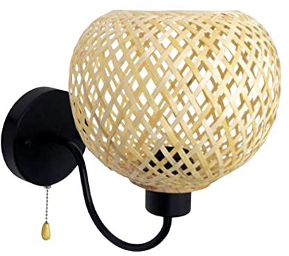 Sharplace Wandleuchten Rattan Lampenschirm Bambus gewebter Lampenschirm E27 E26 Bambus Wandleuchte Leuchte für Café Küche Loft Schlafzimmer Heimdekoration