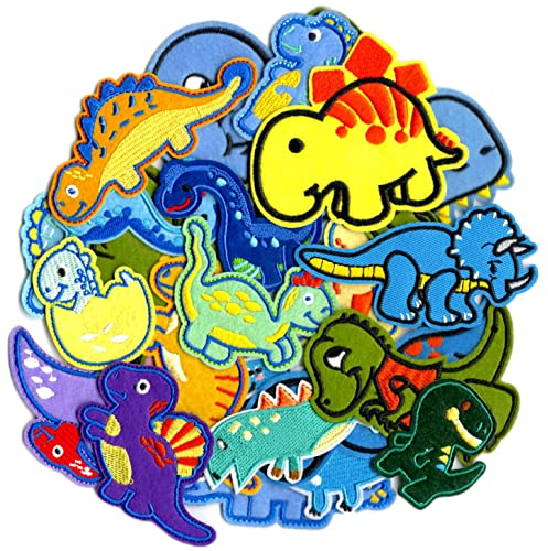Timesun Zufällige aufbügler bügelflicken kinder bügel patches buchstaben aufbügeln aufnäher Ideal für T-Shirt Jeans Westen Hüte Rucksack Kleidung Vorhang Kissen Zelt (Großer Dinosaurier 26 Stück)