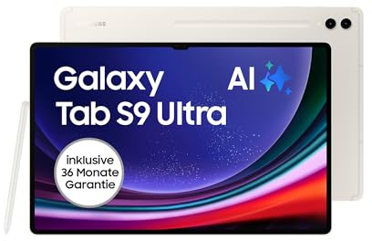 Samsung Galaxy Tab S9 Ultra AI-Android-Tablet, Wi-Fi, 512 GB / 12 GB RAM, MicroSD-Kartenslot, Inkl. S Pen, Simlockfrei ohne Vertrag, Beige, Inkl. 36 Monate Herstellergarantie [Exklusiv bei Amazon]