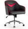 COSTWAY Home Office Chair, Height Adjustable Swivel Computer Desk Chair Racing Gaming Armchair with Rocking Function, Ergonomic Leather Mid-Back Rolling Accent Task Chair (Red)