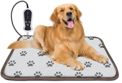 GOLOPET Pet Heating Pad,Large Size 28x18 IN for Cat Heating Pad,Pet Heated Blanket with Adjustable Thermostat Controller and Chew Resistant Steel Cord,Heated Cat Pad for Puppy