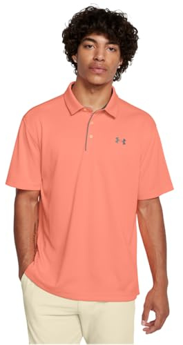 Under Armour Tech Herren Golf Polo, (897) Flare Orange/Pitch Grau/Halo Grey, 4XL, (897) Flare Orange/Pitch Grau/Halo Grau, 4XL