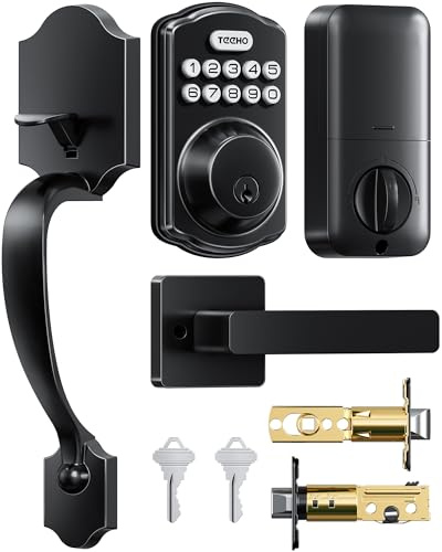 TEEHO TK001H Keyless Entry Door Lock Set for Front Door, Matte Black | ANSI Grade 3 Security, Auto & One-Touch Lock, Anti-Peep & One Time Code, Easy Installation, Passage Mode, Durable Zinc Alloy