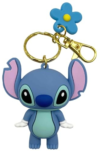 AUTOZOCO Llavero Lilo & Stitch silicona, Llavero de Stitch, Llavero de Goma de Stitch, Llavero de Figura de Stitch, 6.5 cm, Silicona, Color Morado