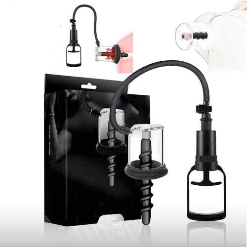 Analplug mit Vakuum Analpumpe Silikon Buttplug Set Anal Sauger Vagina Sucker Pussy Pump Massaager Klitoris Stimulator Anus Dilatator SM Extrem Sexspielzeug für Frauen Männer (Schwarz-1 Stück Spiral)