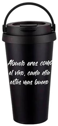TazaAbuelo: Termo Cafe Único Para el Abuelo Porque, Abuelo Eres Como el Vino, Cada Día Estás Más Bueno - Mantiene Bebidas Calientes, Tu Regalo Elegante para el Mejor Abuelo | Termo Cafe para Llevar