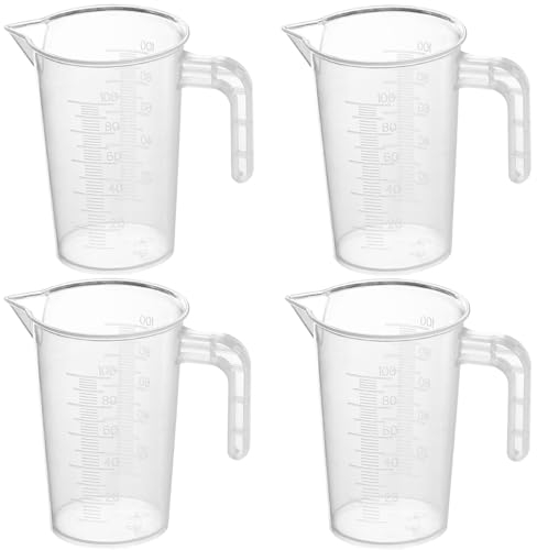 4pcs 100ML Measuring Jugs, Small Clear Plastic Measuring Jugs Heat Resistant Measuring Jugs Set for Baking Lab Kitchen Cooking Measure Tool, Set of 4