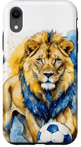Löwe Fußball Bunt Ukraine Tier Aufdruck Design Print Hülle für iPhone XR