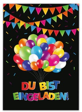 Junaversum 12 Einladungskarten zum Kindergeburtstag Jungen Mädchen Luftballons Einladungen für Kinder Geburtstag