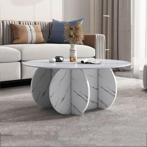 Table Basse Ronde Avec Plateau En Verre, Base En Bois Massif Et Plateau En Verre Trempé Transparent, Table Basse D'appoint, Table Centrale Simple Et Moderne Pour Salon, Terrasse(Size:80x40cm,Color:D)