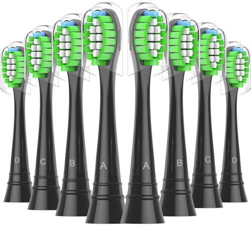 Sulkiwe Weich Ersatzbürsten Kompatibel mit Philips Sonicare Elektrische Zahnbürste, Senstive Zahnbürstenkopf passend für Phillips Sonicare Schallzahnbürste 3100 4300 4500 5100 9000 9900, 8er (Schwarz)