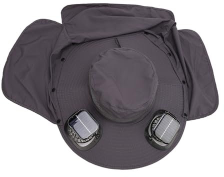 SPYMINNPOO Sombrero para el Sol con 2 Ventiladores, Velocidades de Viento Ajustables, Energía Solar, UPF50, Ligero, para Senderismo, Ciclismo, Nailon