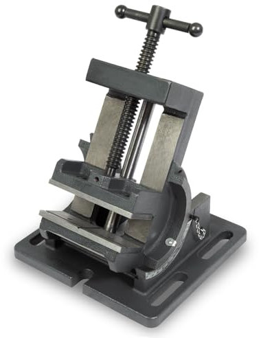 EBERTH Maschinenschraubstock 90° kippbar aus Stahlguss, Maximale Spannbreite 105 mm, Backenbreite 100 mm, Schraubstock für Bohrmaschine, Fräsmaschine, Bohrmaschinenschraubstock
