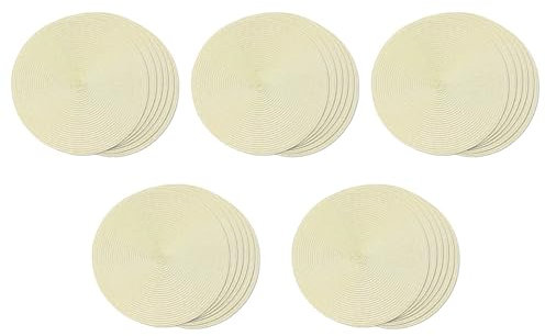 Uhidka Tovagliette Intrecciate Rotonde Set di 30 Sottopiatti per Tavoli da Pranzo Tovagliette Antiscivolo Lavabili nel Tessuto 15 Pollici (Beige)