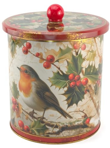 That's Crackers Traditional Christmas Robin | Biscuit Barrel Tin | 17cm Tall