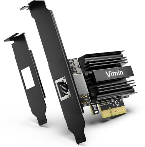 Scheda di Rete PCI-E 10G con 10Gbps 1 RJ45 Ports, Controller AQC113, Scheda Adattatore Ethernet 10Gb VIMIN Compatibile con PCI Express X8, X16, Supporta Windows10/11/Windows Server/Linux